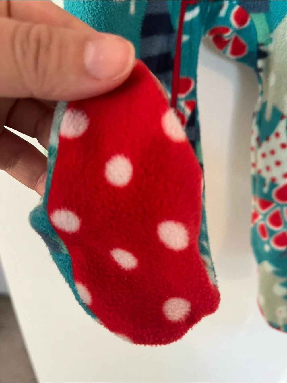 Matilda Jane Teal Holiday Tree Fleece One-Piece with Red Trim - 3 to 6 mo